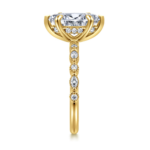 14K Yellow Gold Marquise Shape Diamond Engagement Ring