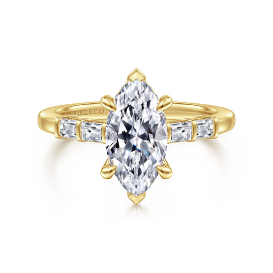 Gabriel - 14K Yellow Gold Marquise Shape Diamond Engagement Ring