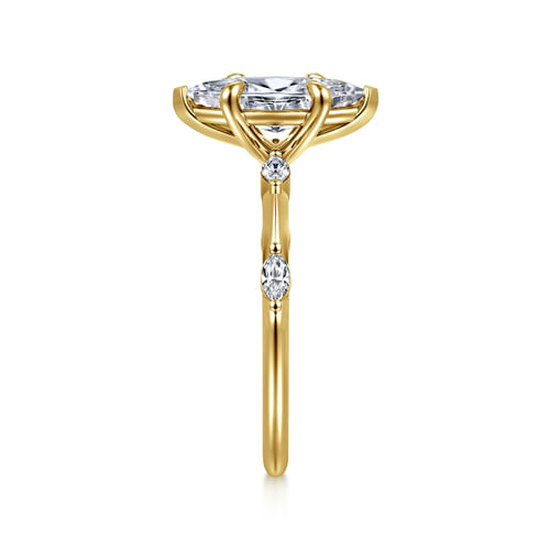 14K Yellow Gold Marquise Shape Diamond Engagement Ring
