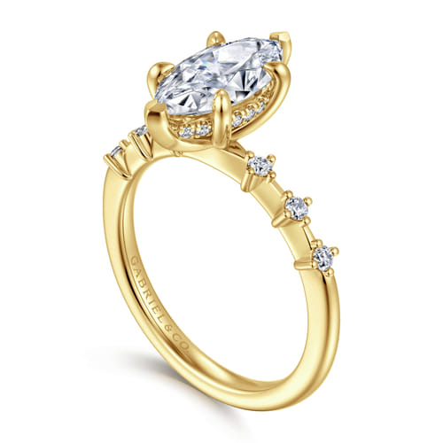14K Yellow Gold Marquise Shape Diamond Engagement Ring