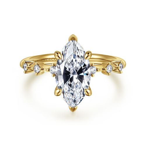 14K Yellow Gold Marquise Shape Diamond Engagement Ring