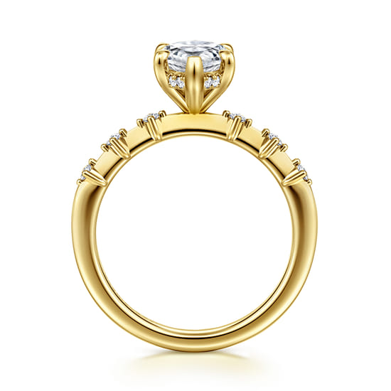 14K Yellow Gold Marquise Shape Diamond Engagement Ring angle 2