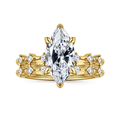 14K Yellow Gold Marquise Shape Diamond Engagement Ring
