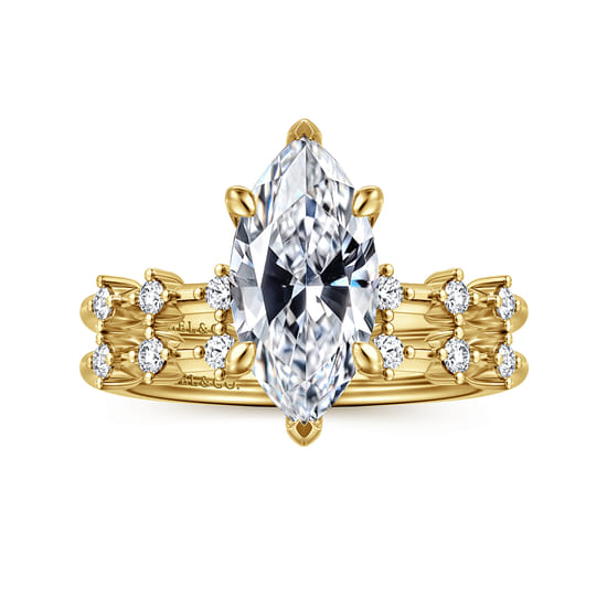 14K Yellow Gold Marquise Shape Diamond Engagement Ring angle 4