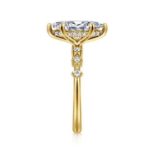 14K Yellow Gold Marquise Shape Diamond Engagement Ring