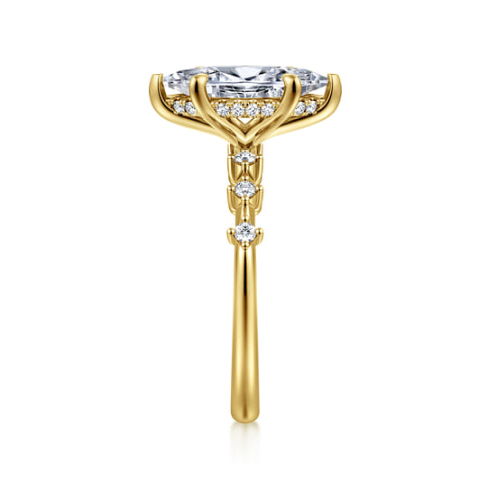 14K Yellow Gold Marquise Shape Diamond Engagement Ring angle 5