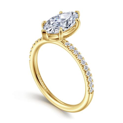 14K Yellow Gold Marquise Shape Diamond Engagement Ring