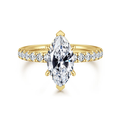 14K Yellow Gold Marquise Shape Diamond Engagement Ring