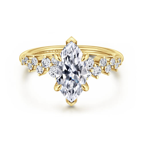 14K Yellow Gold Marquise Shape Diamond Engagement Ring