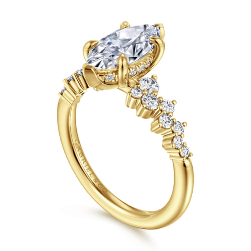 14K Yellow Gold Marquise Shape Diamond Engagement Ring