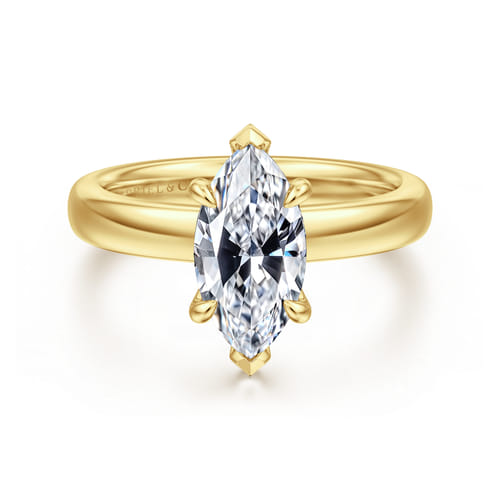 14K Yellow Gold Marquise Shape Diamond Engagement Ring