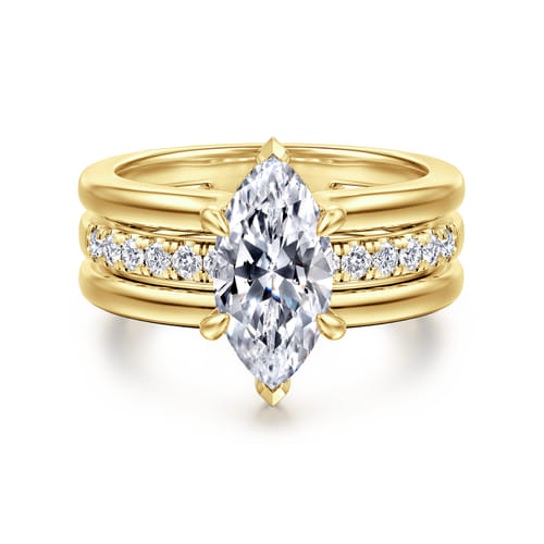 14K Yellow Gold Marquise Shape Diamond Engagement Ring