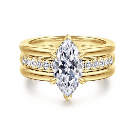 Gabriel - 14K Yellow Gold Marquise Shape Diamond Engagement Ring