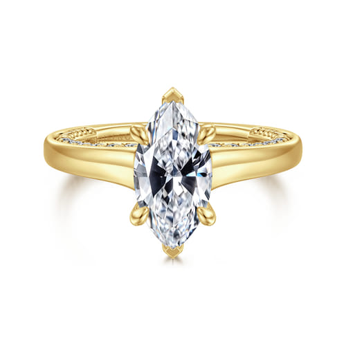 14K Yellow Gold Marquise Shape Diamond Engagement Ring