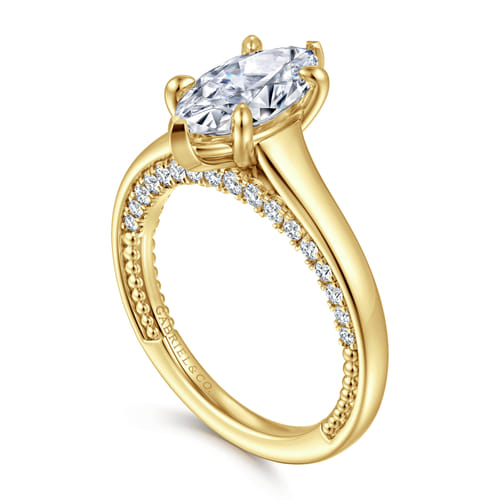 14K Yellow Gold Marquise Shape Diamond Engagement Ring