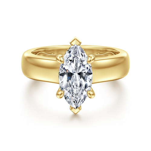 14K Yellow Gold Marquise Shape Diamond Engagement Ring