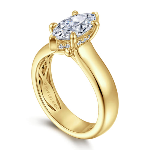 14K Yellow Gold Marquise Shape Diamond Engagement Ring