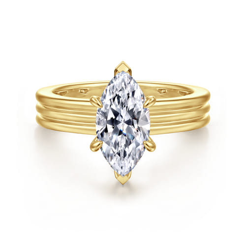 14K Yellow Gold Marquise Shape Diamond Engagement Ring