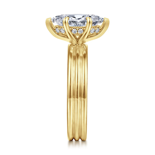 14K Yellow Gold Marquise Shape Diamond Engagement Ring