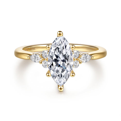 14K Yellow Gold Marquise Shape Diamond Engagement Ring