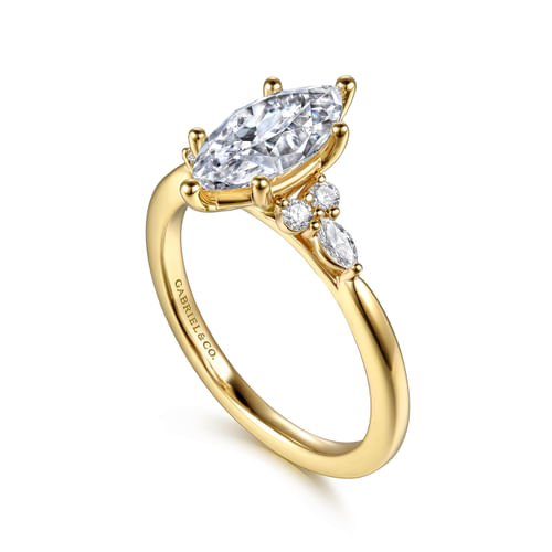 14K Yellow Gold Marquise Shape Diamond Engagement Ring