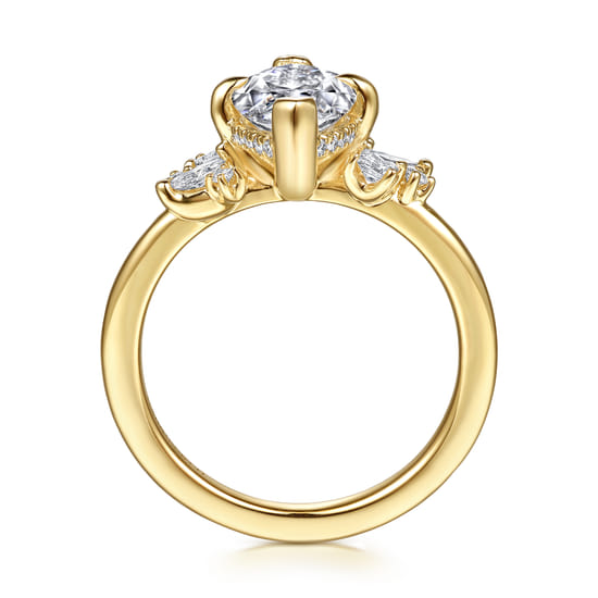 14K Yellow Gold Marquise Shape Diamond Engagement Ring angle 2