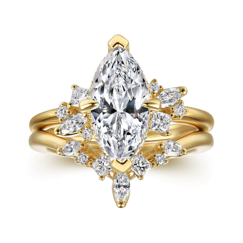 14K Yellow Gold Marquise Shape Diamond Engagement Ring