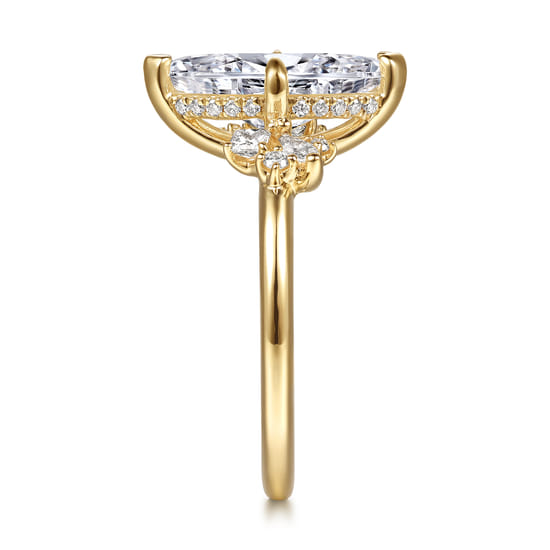 14K Yellow Gold Marquise Shape Diamond Engagement Ring angle 5