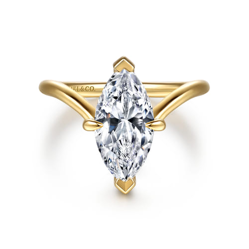 14K Yellow Gold Marquise Shape Diamond Engagement Ring