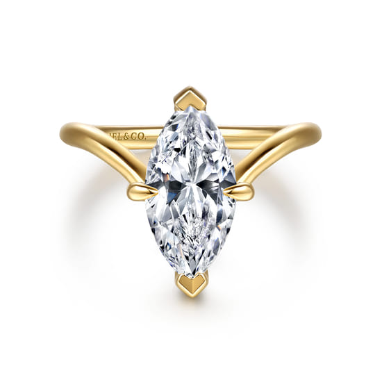 14K Yellow Gold Marquise Shape Diamond Engagement Ring