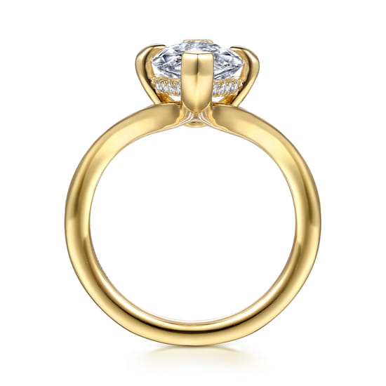 14K Yellow Gold Marquise Shape Diamond Engagement Ring angle 2