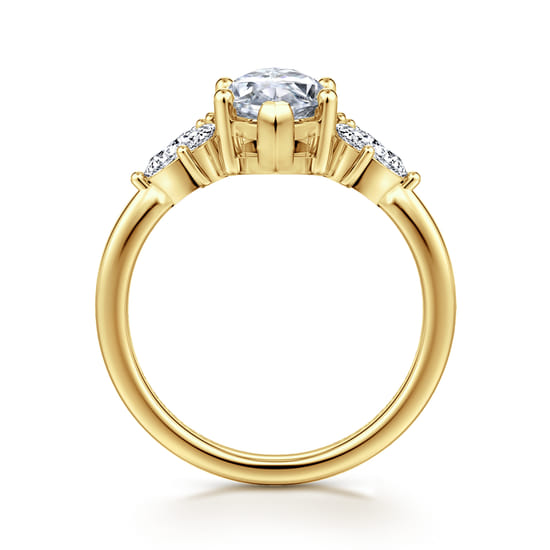 14K Yellow Gold Marquise Shape Diamond Engagement Ring angle 2