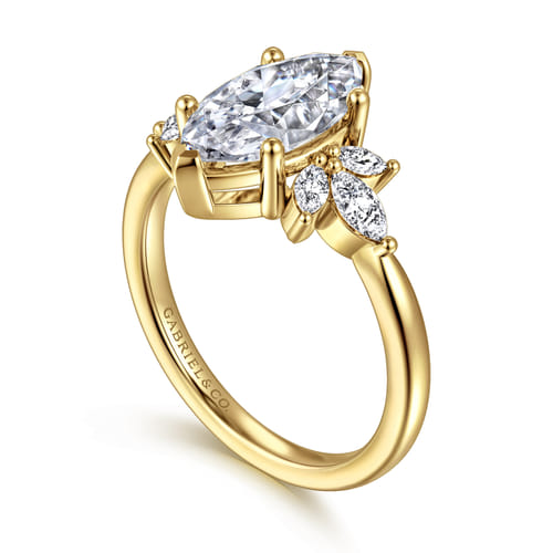 14K Yellow Gold Marquise Shape Diamond Engagement Ring
