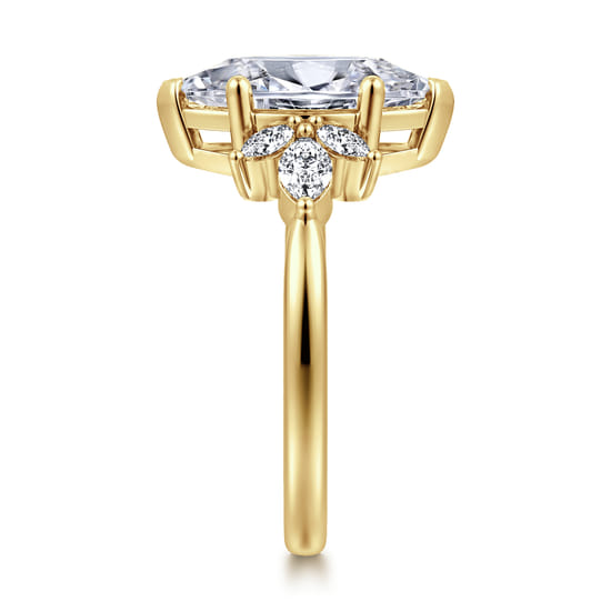 14K Yellow Gold Marquise Shape Diamond Engagement Ring angle 5