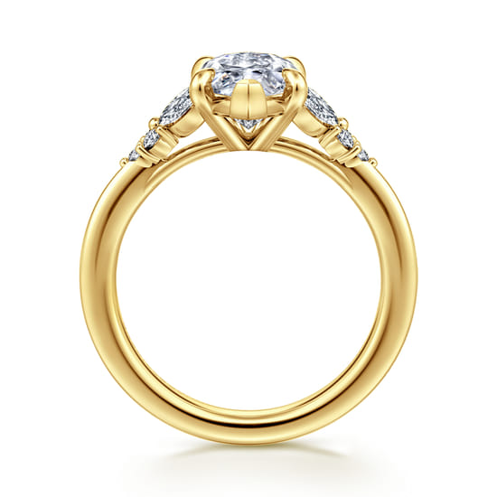 14K Yellow Gold Marquise Shape Diamond Engagement Ring angle 2