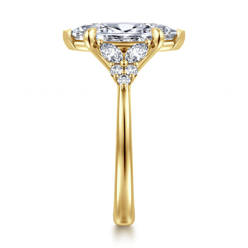 14K Yellow Gold Marquise Shape Diamond Engagement Ring