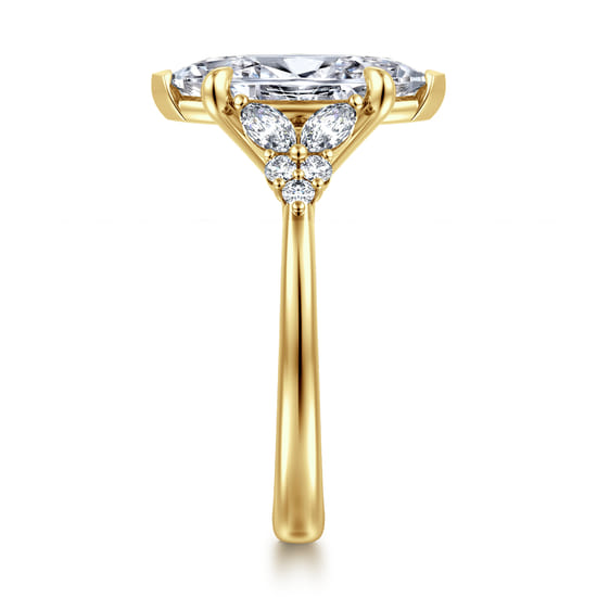 14K Yellow Gold Marquise Shape Diamond Engagement Ring angle 5