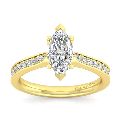 14K Yellow Gold Marquise Shape Diamond Engagement Ring
