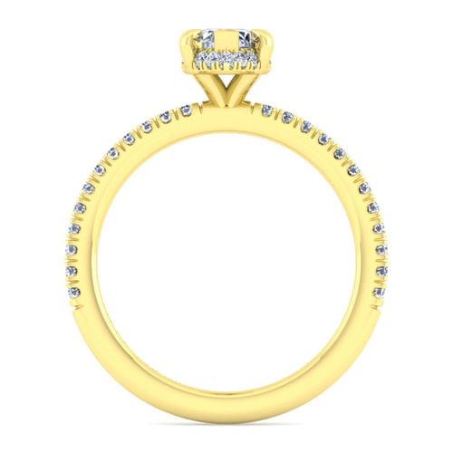 14K Yellow Gold Marquise Shape Halo Diamond Engagement Ring