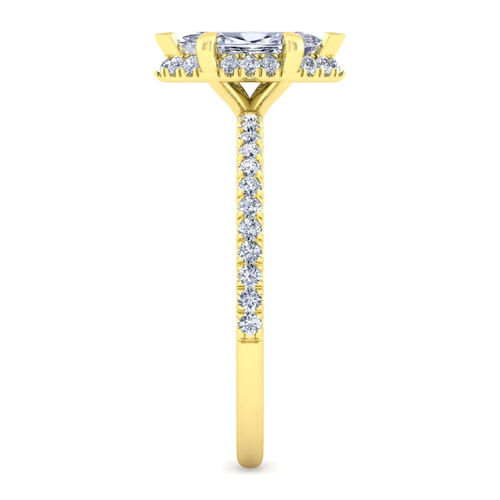 14K Yellow Gold Marquise Shape Halo Diamond Engagement Ring