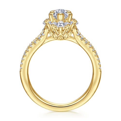 14K Yellow Gold Marquise Shape Halo Diamond Engagement Ring 14K Yellow Gold Marquise Shape Halo Diamond Engagement Ring