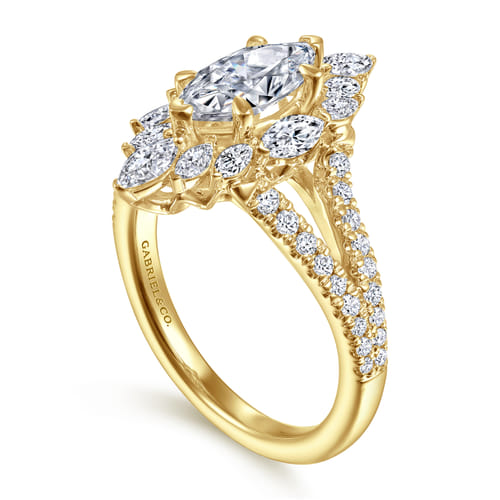 14K Yellow Gold Marquise Shape Halo Diamond Engagement Ring 14K Yellow Gold Marquise Shape Halo Diamond Engagement Ring