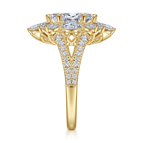 14K Yellow Gold Marquise Shape Halo Diamond Engagement Ring 14K Yellow Gold Marquise Shape Halo Diamond Engagement Ring