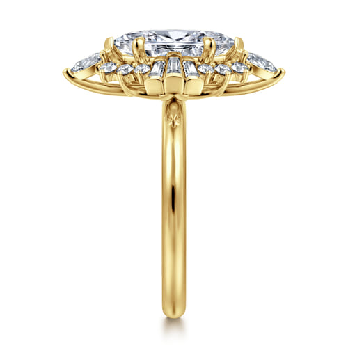 14K Yellow Gold Marquise Shape Halo Diamond Engagement Ring