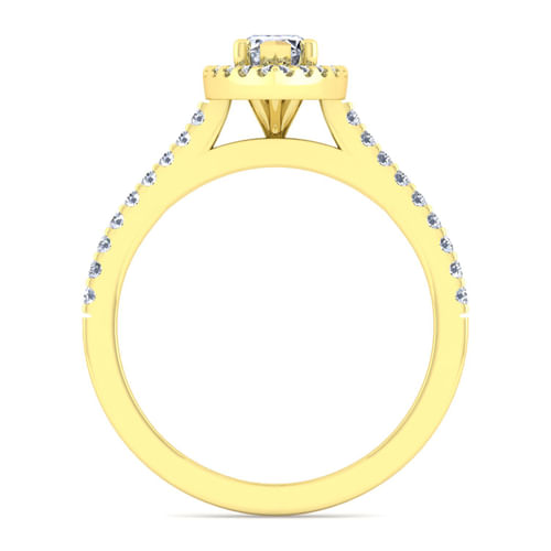 14K Yellow Gold Marquise Shape Halo Diamond Engagement Ring