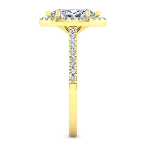 14K Yellow Gold Marquise Shape Halo Diamond Engagement Ring