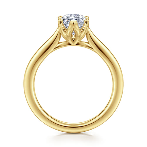 14K Yellow Gold Marquise Shape Lotus Diamond Engagement Ring