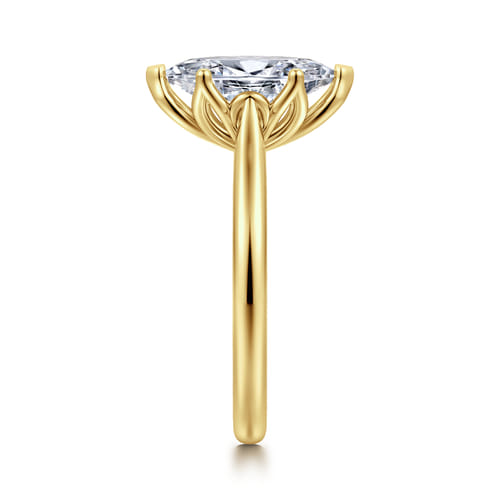 14K Yellow Gold Marquise Shape Lotus Diamond Engagement Ring
