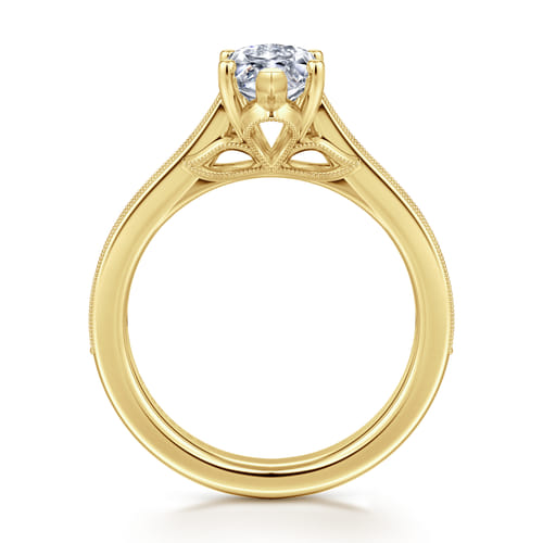 14K Yellow Gold Marquise Shape Lotus Diamond Engagement Ring 14K Yellow Gold Marquise Shape Lotus Diamond Engagement Ring