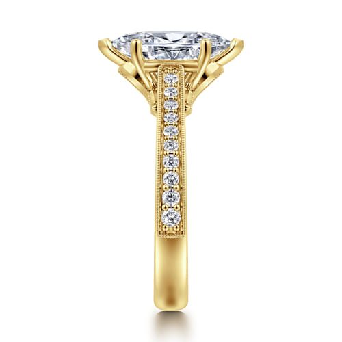 14K Yellow Gold Marquise Shape Lotus Diamond Engagement Ring 14K Yellow Gold Marquise Shape Lotus Diamond Engagement Ring